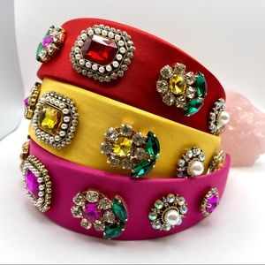 NEW Handmade stylish baroque party crystal headband - Pink, Red, Yellow.